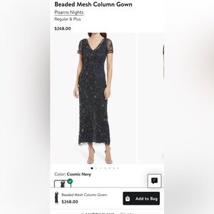 Beaded Mesh Column Gown Navy size 12